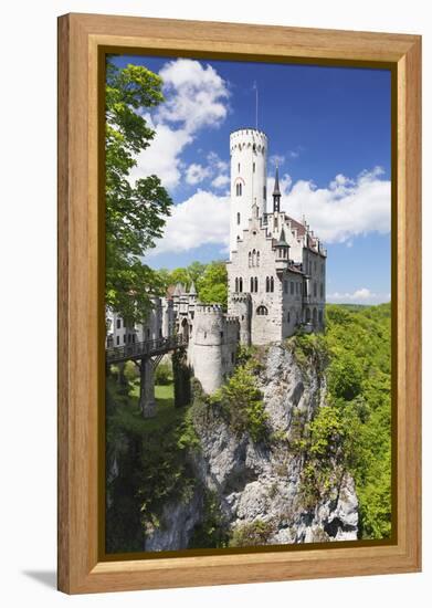 Lichtenstein Castle in Spring, Swabian Alb, Baden Wurttemberg, Germany, Europe-Markus Lange-Framed Premier Image Canvas