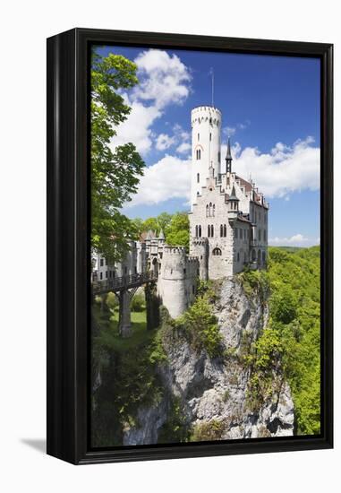 Lichtenstein Castle in Spring, Swabian Alb, Baden Wurttemberg, Germany, Europe-Markus Lange-Framed Premier Image Canvas