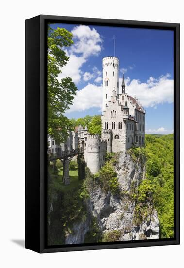 Lichtenstein Castle in Spring, Swabian Alb, Baden Wurttemberg, Germany, Europe-Markus Lange-Framed Premier Image Canvas