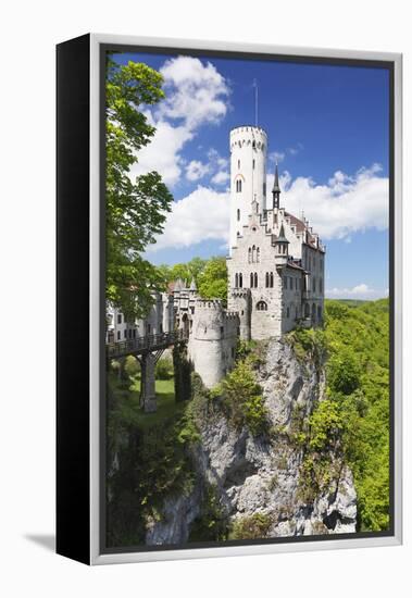 Lichtenstein Castle in Spring, Swabian Alb, Baden Wurttemberg, Germany, Europe-Markus Lange-Framed Premier Image Canvas