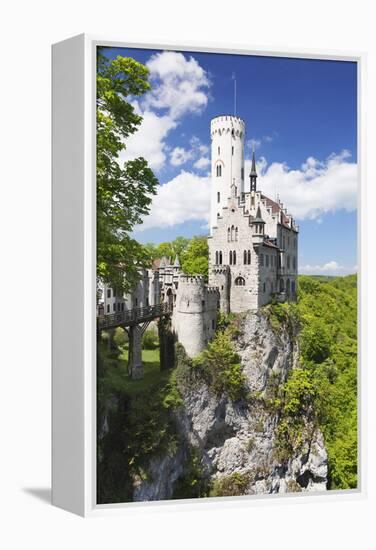 Lichtenstein Castle in Spring, Swabian Alb, Baden Wurttemberg, Germany, Europe-Markus Lange-Framed Premier Image Canvas