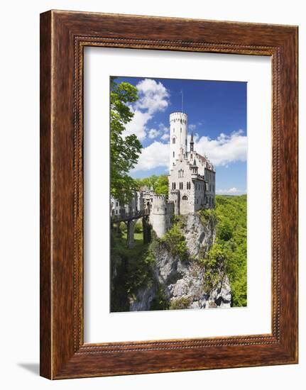 Lichtenstein Castle in Spring, Swabian Alb, Baden Wurttemberg, Germany, Europe-Markus Lange-Framed Photographic Print