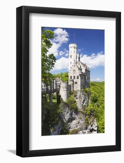 Lichtenstein Castle in Spring, Swabian Alb, Baden Wurttemberg, Germany, Europe-Markus Lange-Framed Photographic Print