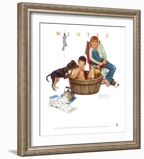 Lickin' Good Bath-Norman Rockwell-Framed Art Print