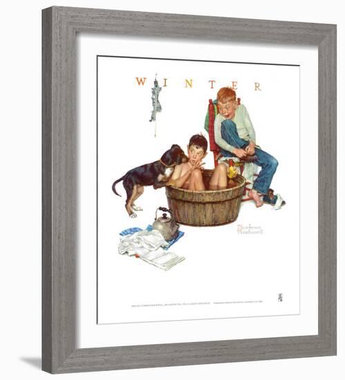 Lickin' Good Bath-Norman Rockwell-Framed Art Print