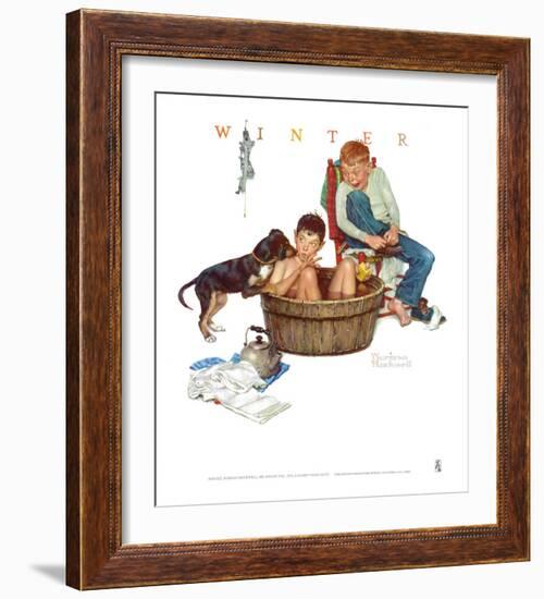 Lickin' Good Bath-Norman Rockwell-Framed Art Print