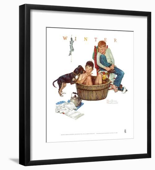 Lickin' Good Bath-Norman Rockwell-Framed Art Print