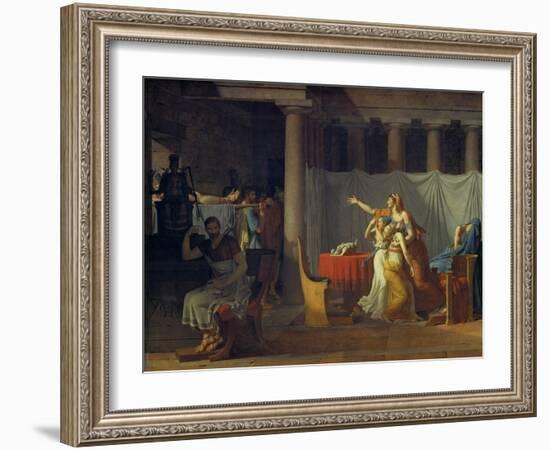 Lictors Bearing to Brutus the Bodies of His Sons, 1789-Jacques Louis David-Framed Giclee Print