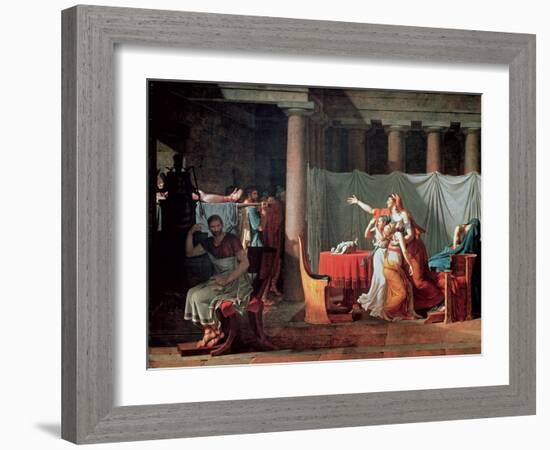 Lictors Bearing to Brutus the Bodies of His Sons, 1789-Jacques-Louis David-Framed Giclee Print