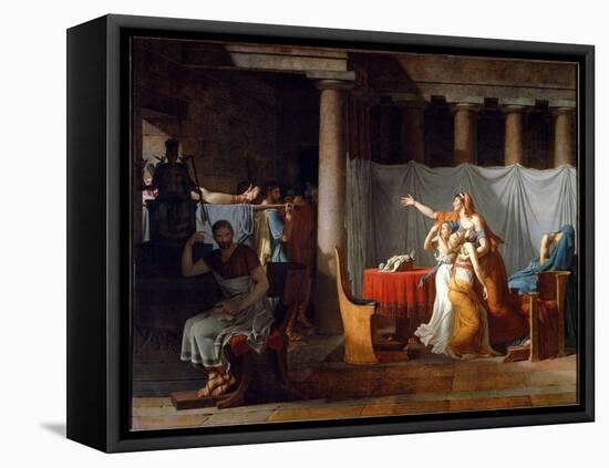 Lictors Bearing to Brutus the Bodies of His Sons - Oil on Canvas, 1789-Jacques Louis David-Framed Premier Image Canvas