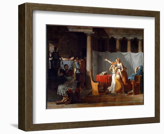 Lictors Bearing to Brutus the Bodies of His Sons - Oil on Canvas, 1789-Jacques Louis David-Framed Giclee Print