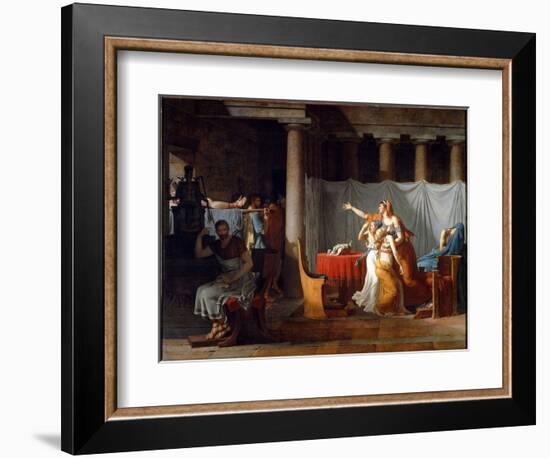 Lictors Bearing to Brutus the Bodies of His Sons - Oil on Canvas, 1789-Jacques Louis David-Framed Giclee Print