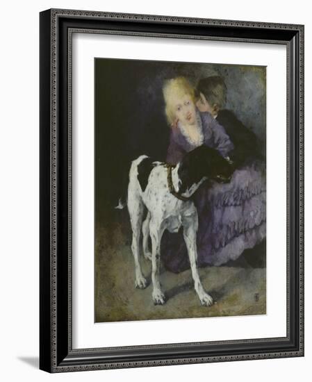 Liebespaar mit Hund. 1873-Wilhelm Trübner-Framed Giclee Print