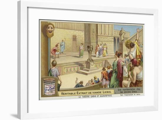 Liebig Card Featuring a Representation of Ancient Greek Theatre-null-Framed Giclee Print