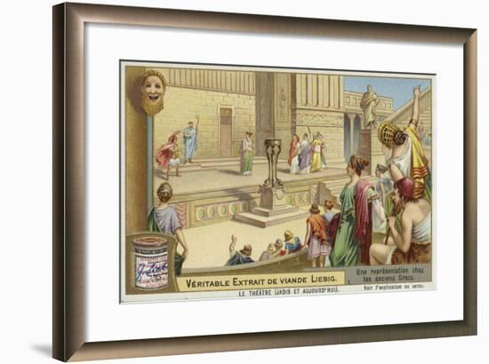 Liebig Card Featuring a Representation of Ancient Greek Theatre-null-Framed Giclee Print