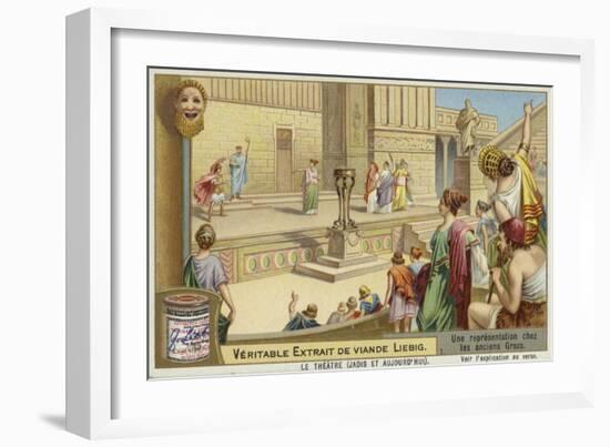 Liebig Card Featuring a Representation of Ancient Greek Theatre-null-Framed Giclee Print