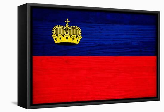 Liechtenstein Flag Design with Wood Patterning - Flags of the World Series-Philippe Hugonnard-Framed Stretched Canvas