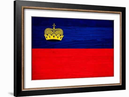 Liechtenstein Flag Design with Wood Patterning - Flags of the World Series-Philippe Hugonnard-Framed Art Print