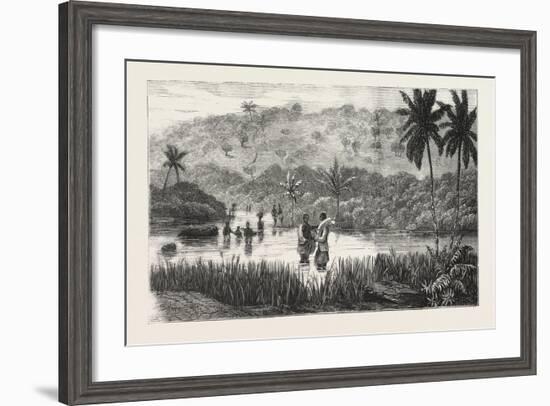 Lieutenant Cameron in Central Africa, Crossing the Lukoji, 1876-null-Framed Giclee Print