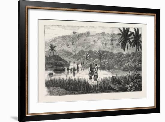 Lieutenant Cameron in Central Africa, Crossing the Lukoji, 1876-null-Framed Giclee Print