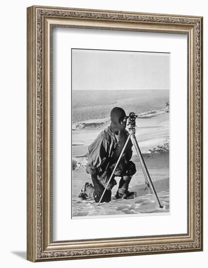 Lieutenant Evans surveying in the Antarctic, 1911-1912-Herbert Ponting-Framed Photographic Print