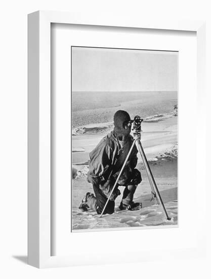 Lieutenant Evans surveying in the Antarctic, 1911-1912-Herbert Ponting-Framed Photographic Print