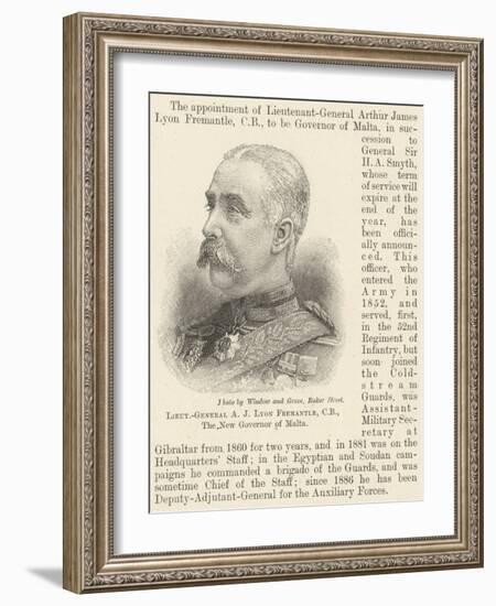 Lieutenant-General a J Lyon Fremantle, Cb, the New Governor of Malta-null-Framed Giclee Print