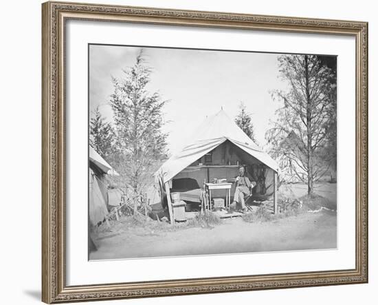 Lieutenant James B. Neill Sitting Inside His Tent During the American Civil War-Stocktrek Images-Framed Photographic Print