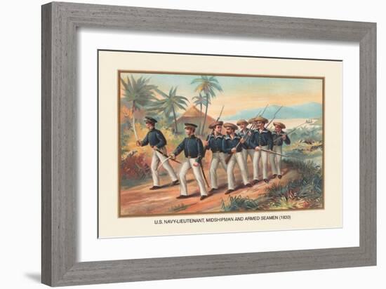 Lieutenant, Midshipman and Armed Seamen, 1830-Werner-Framed Art Print