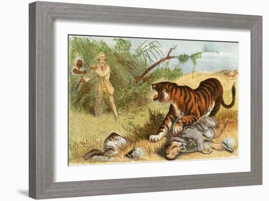 Lieutenant Rice and the Tiger-English School-Framed Giclee Print