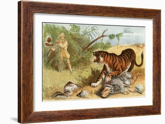 Lieutenant Rice and the Tiger-English School-Framed Giclee Print