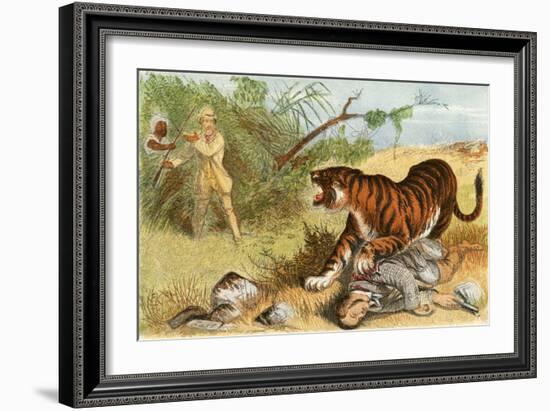 Lieutenant Rice and the Tiger-English School-Framed Giclee Print