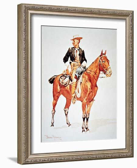 Lieutenant S.C. Robertson, Chief of the Crow Scouts, from a Watercolour of 1890-Frederic Sackrider Remington-Framed Giclee Print