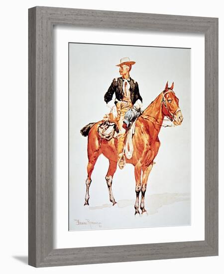 Lieutenant S.C. Robertson, Chief of the Crow Scouts, from a Watercolour of 1890-Frederic Sackrider Remington-Framed Giclee Print