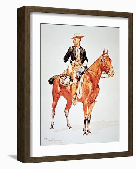 Lieutenant S.C. Robertson, Chief of the Crow Scouts, from a Watercolour of 1890-Frederic Sackrider Remington-Framed Giclee Print