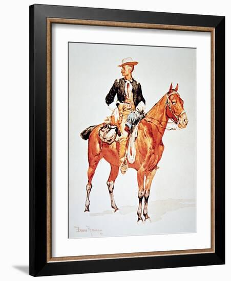 Lieutenant S.C. Robertson, Chief of the Crow Scouts, from a Watercolour of 1890-Frederic Sackrider Remington-Framed Giclee Print
