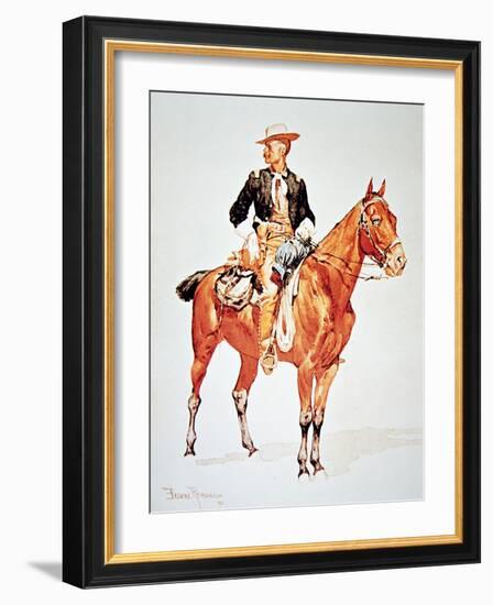 Lieutenant S.C. Robertson, Chief of the Crow Scouts, from a Watercolour of 1890-Frederic Sackrider Remington-Framed Giclee Print