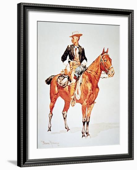 Lieutenant S.C. Robertson, Chief of the Crow Scouts, from a Watercolour of 1890-Frederic Sackrider Remington-Framed Giclee Print