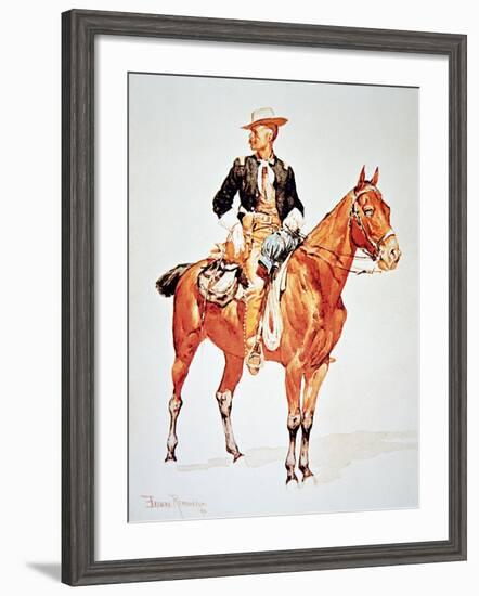 Lieutenant S.C. Robertson, Chief of the Crow Scouts, from a Watercolour of 1890-Frederic Sackrider Remington-Framed Giclee Print