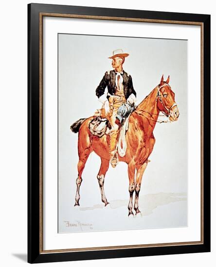 Lieutenant S.C. Robertson, Chief of the Crow Scouts, from a Watercolour of 1890-Frederic Sackrider Remington-Framed Giclee Print