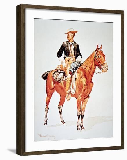 Lieutenant S.C. Robertson, Chief of the Crow Scouts, from a Watercolour of 1890-Frederic Sackrider Remington-Framed Giclee Print