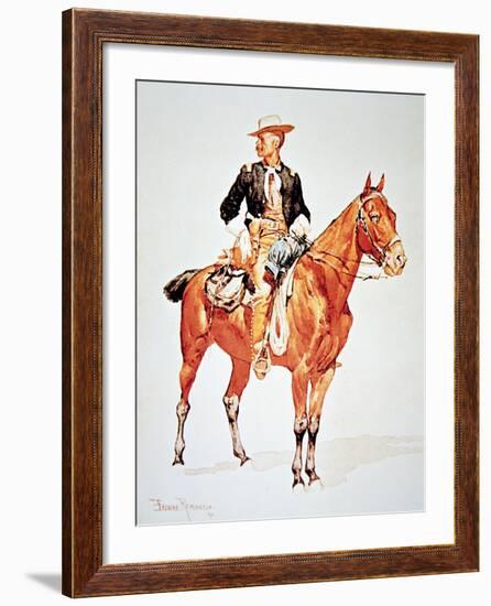 Lieutenant S.C. Robertson, Chief of the Crow Scouts, from a Watercolour of 1890-Frederic Sackrider Remington-Framed Giclee Print