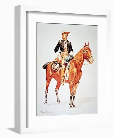 Lieutenant S.C. Robertson, Chief of the Crow Scouts, from a Watercolour of 1890-Frederic Sackrider Remington-Framed Giclee Print