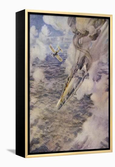 Lieutenant Warneford Shoots Down a Zeppelin Over Belgium-Lieutenant F. Gordon-crosby-Framed Stretched Canvas