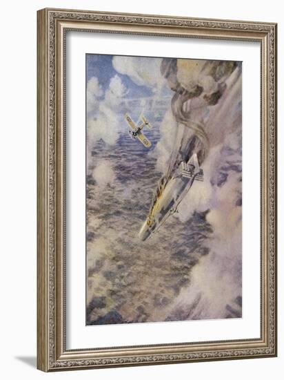 Lieutenant Warneford Shoots Down a Zeppelin Over Belgium-Lieutenant F. Gordon-crosby-Framed Art Print