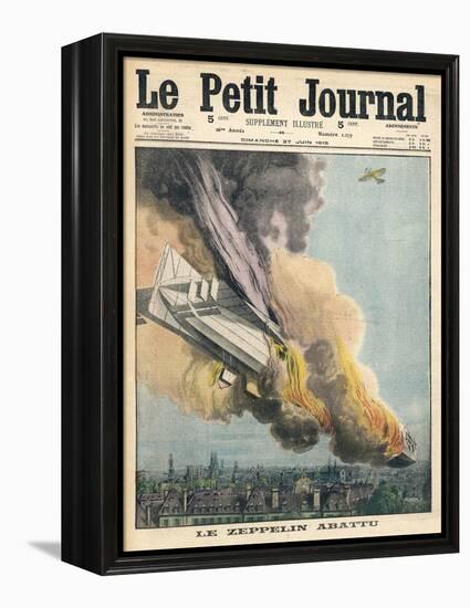 Lieutenant Warneford Shoots Down the First Zeppelin of the War Over Ghent-null-Framed Stretched Canvas