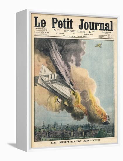 Lieutenant Warneford Shoots Down the First Zeppelin of the War Over Ghent-null-Framed Stretched Canvas