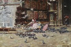 Feeding the Pigeons, St. Mark's Square, Venice-Lieven Herremans-Framed Premier Image Canvas