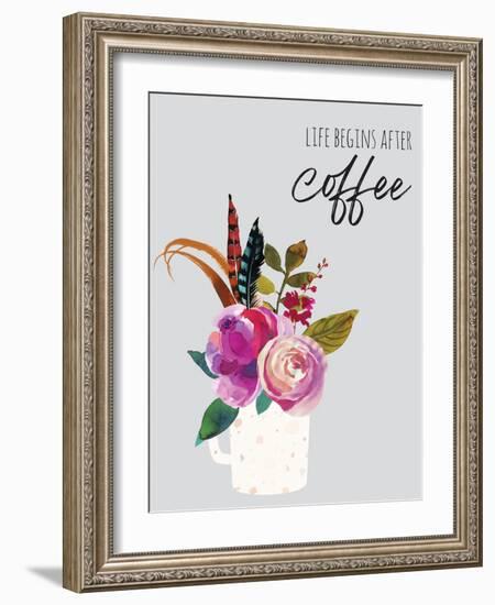 Life Begins After Coffee 1-Jennifer McCully-Framed Art Print