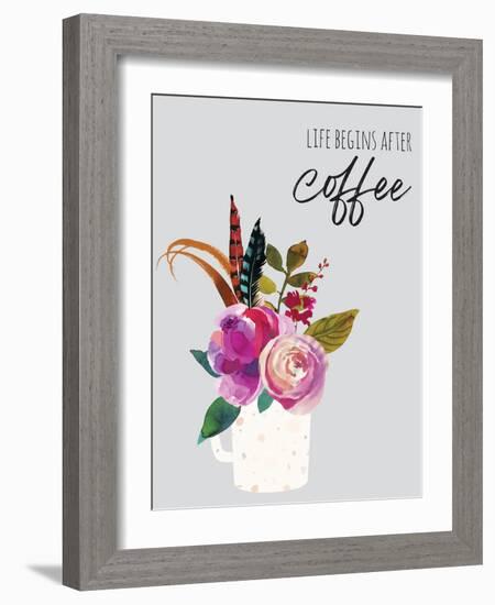 Life Begins After Coffee 1-Jennifer McCully-Framed Art Print